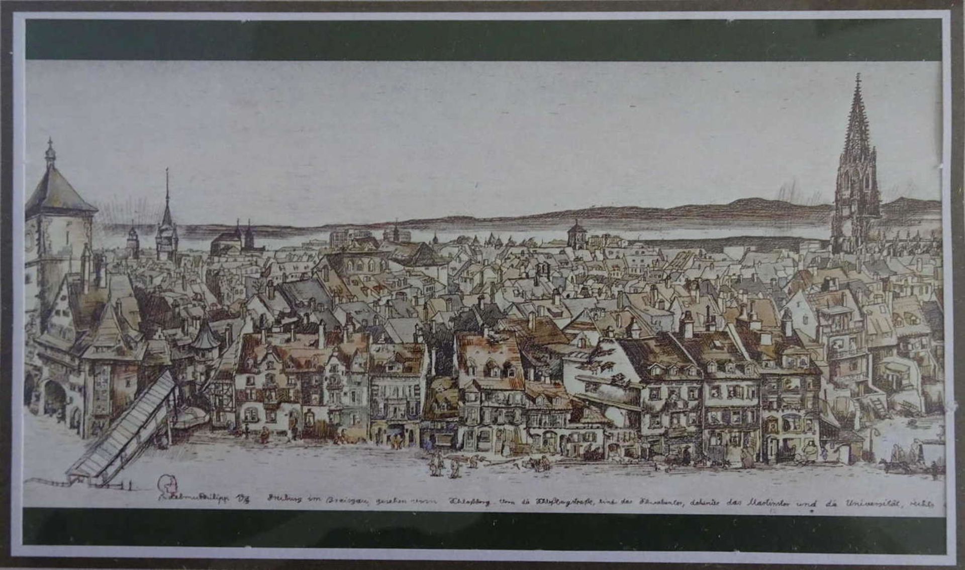 3 gerahmte Ansichten von Freiburg unter anderem Keux.Maße: 2 x Breite ca. 25,5 cm x Höhe 20 cm und 1 - Bild 3 aus 4
