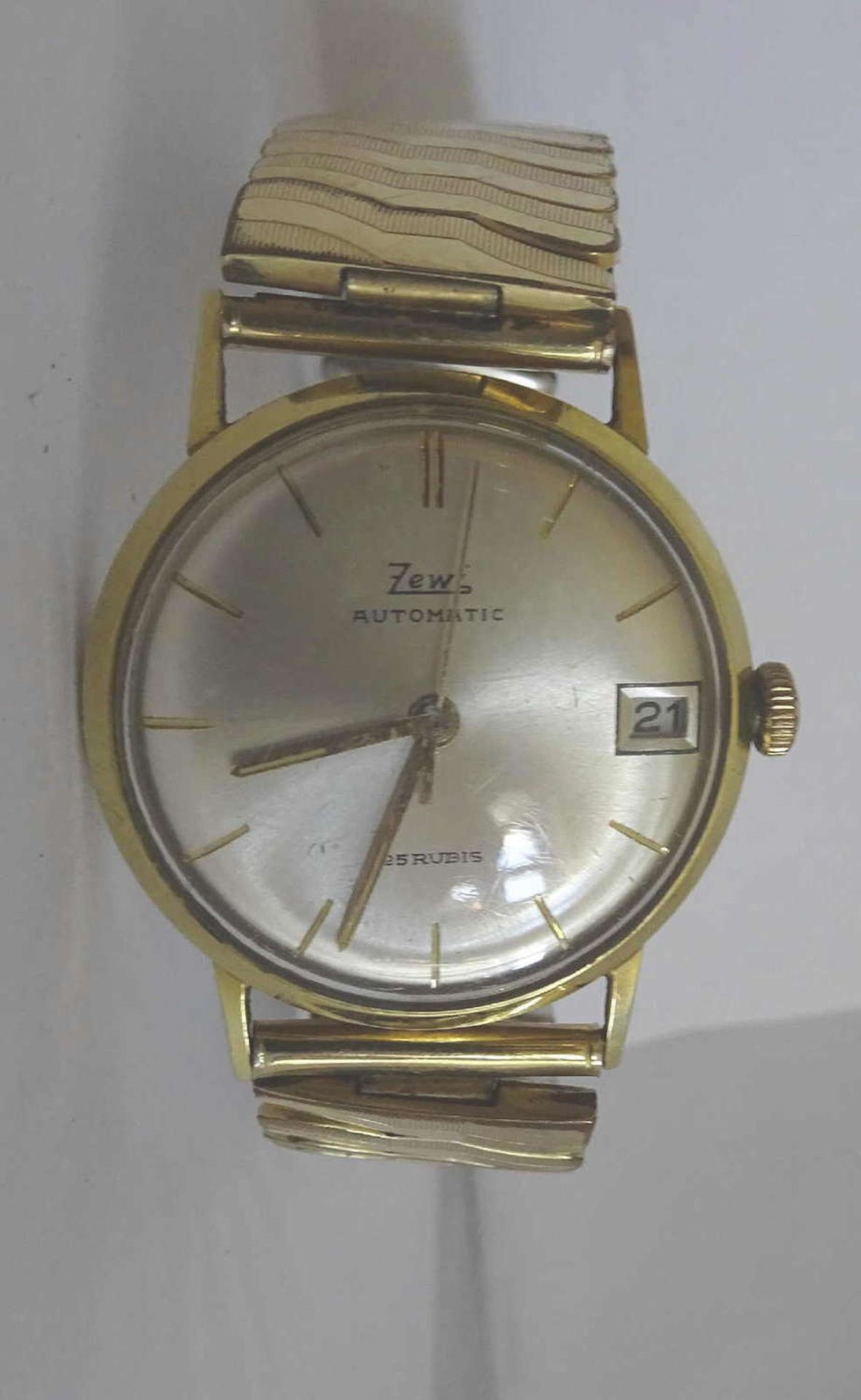 Men's wristwatch Zewi, case 585 gold, function tested.