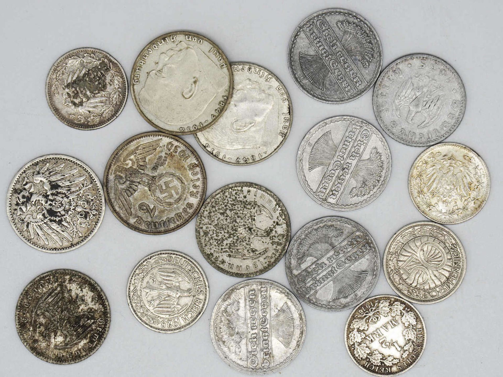 Germany 1899/1939, Lot coins from the empire, over Weimar Republic to third empire. Please visit.