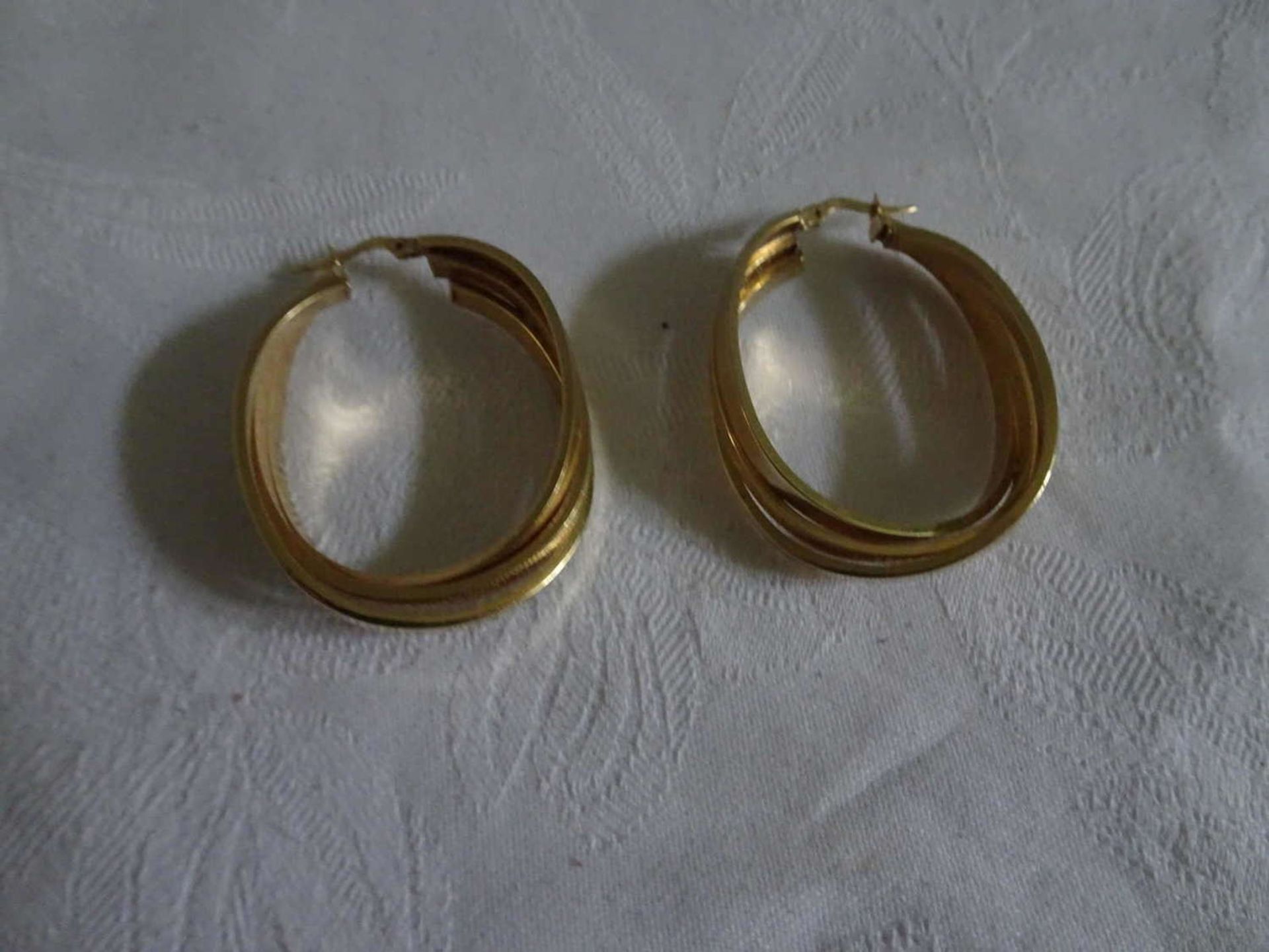 1 pair of hoop earrings, 585er yellow gold, weight about 6.4 gr. - Bild 2 aus 2