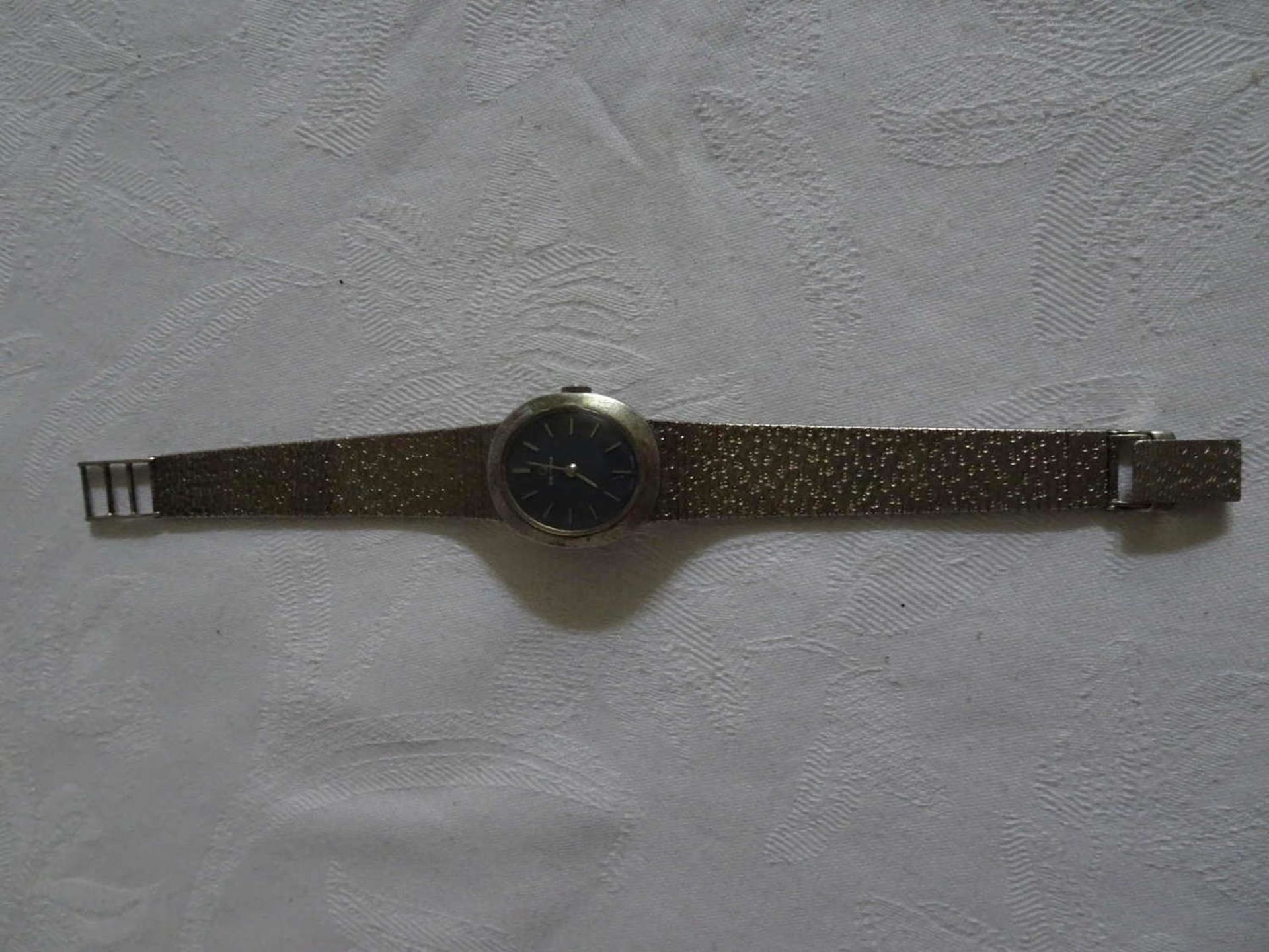 Ladies' wristwatch, Cortina, 925 silver, with blue dial. Mechanically, clock is running.