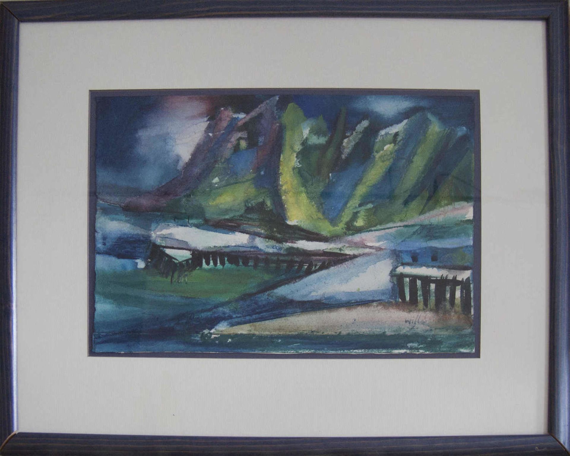 From Palatine Private Collection!"Lofoten", drawing, watercolor, lower right Signature Will Soh