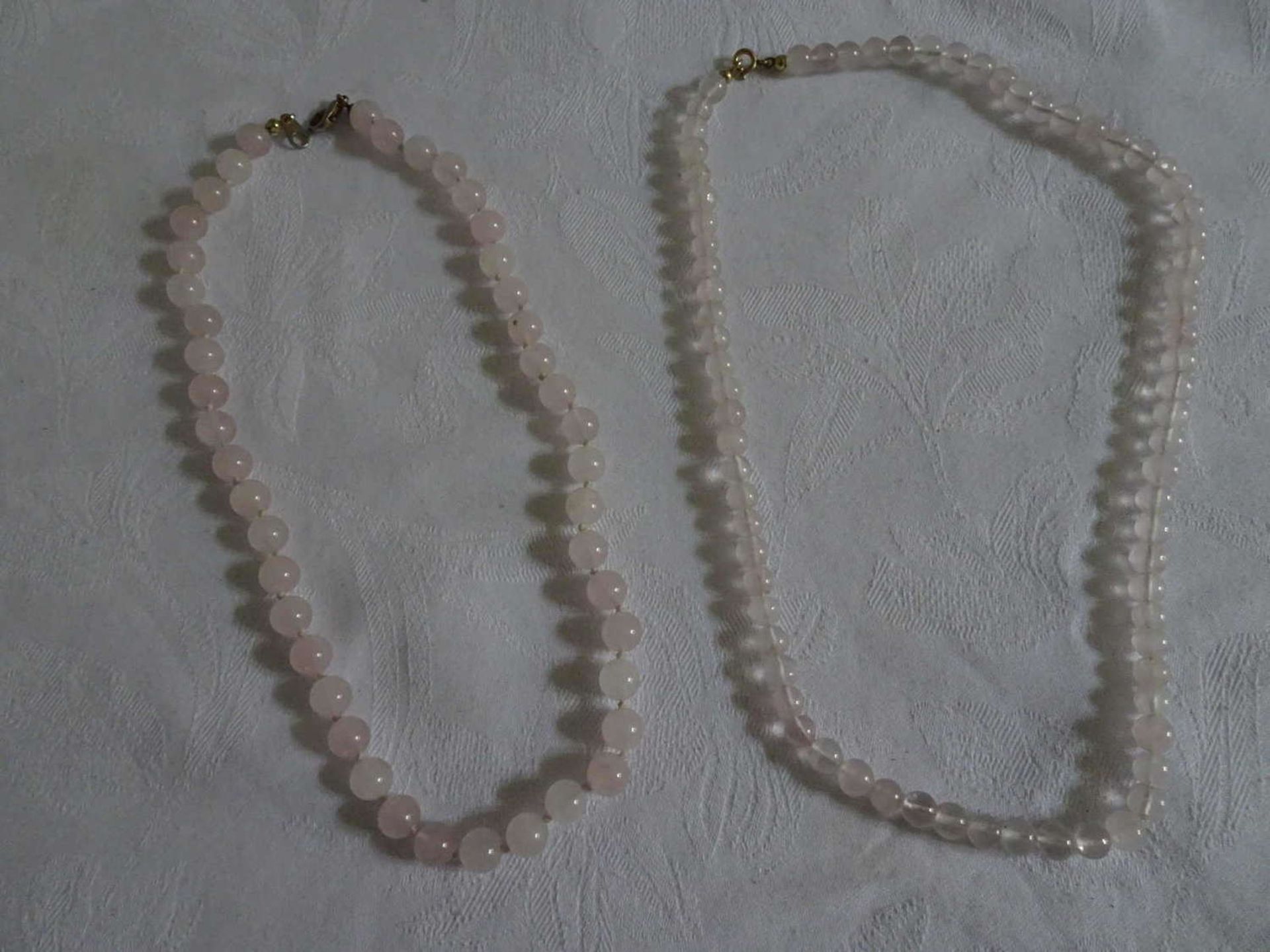 2 rose quartz - ball chains
