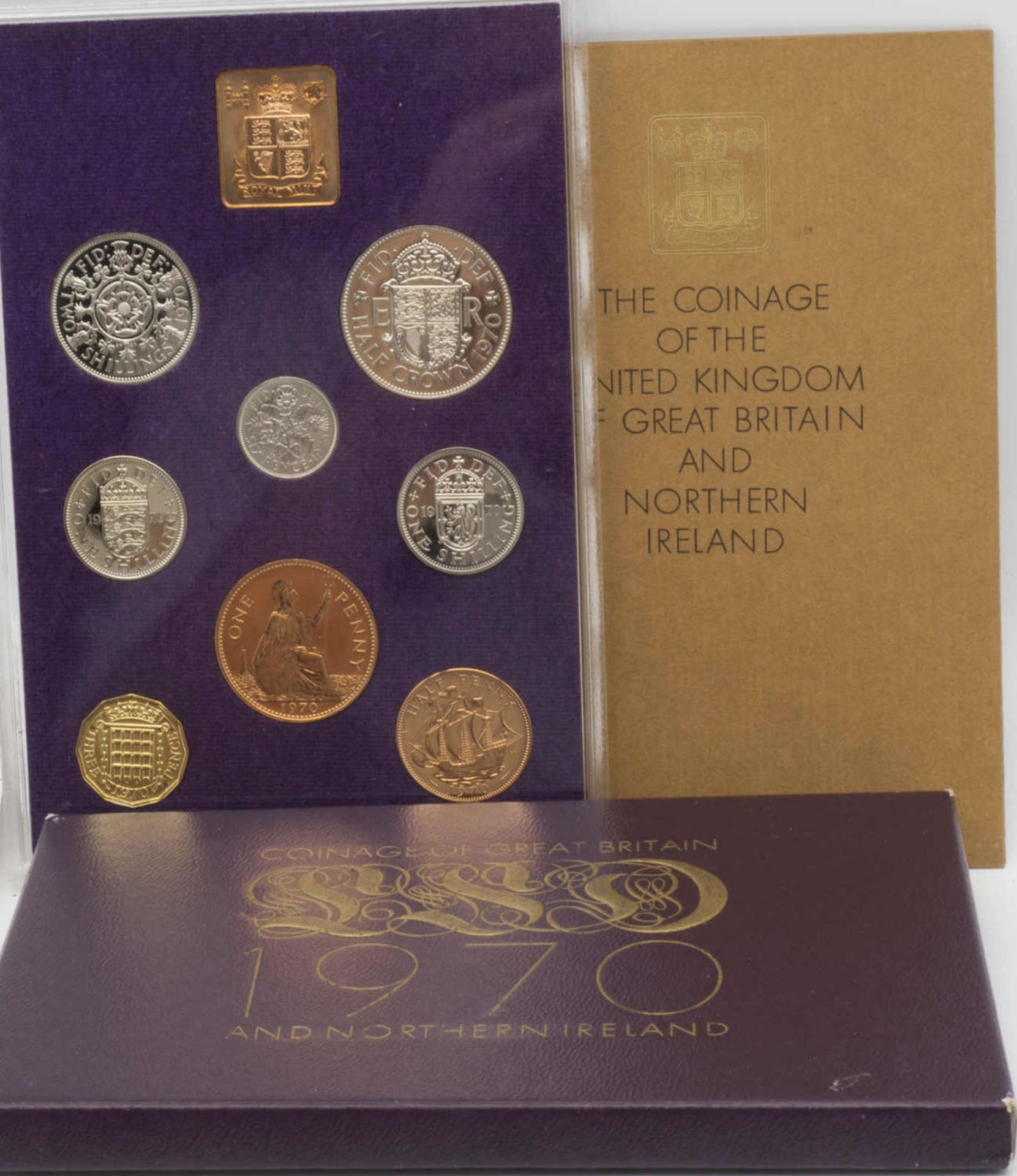 England and Northern Ireland, set of coins in 1970. Original in Folder. mirror finish