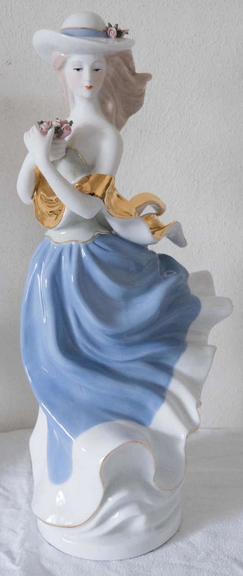 Porcelain figurine "dreamy girl". Polychrome. Height: about 45 cm. Manual work.