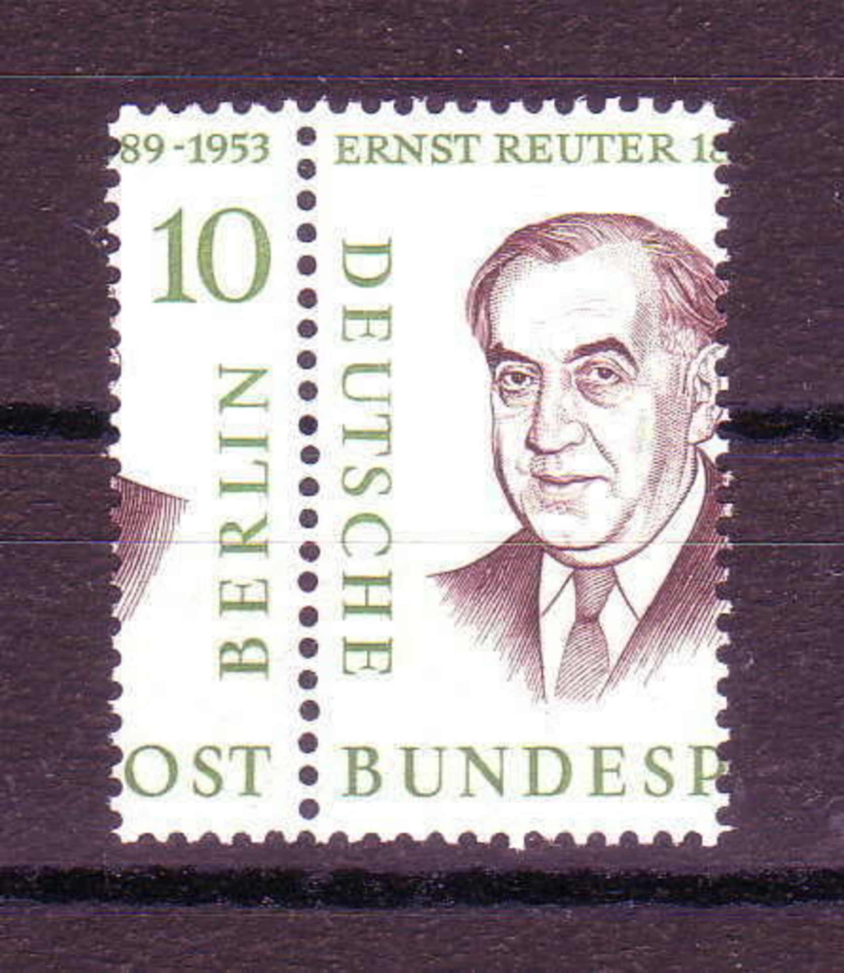 Berlin 1952, Mi. - No. 165. Famous Men - Dr. Ing. Ernst Reuter. Nice perforation vertically. Unused.