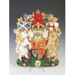 A 20th century cold painted metal Scottish Royal Coat of Arms of The United Kingdom, 43cm high x