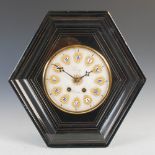 A late 19th century French ebonised wall clock, Leroy, Paris, the circular polished stone dial