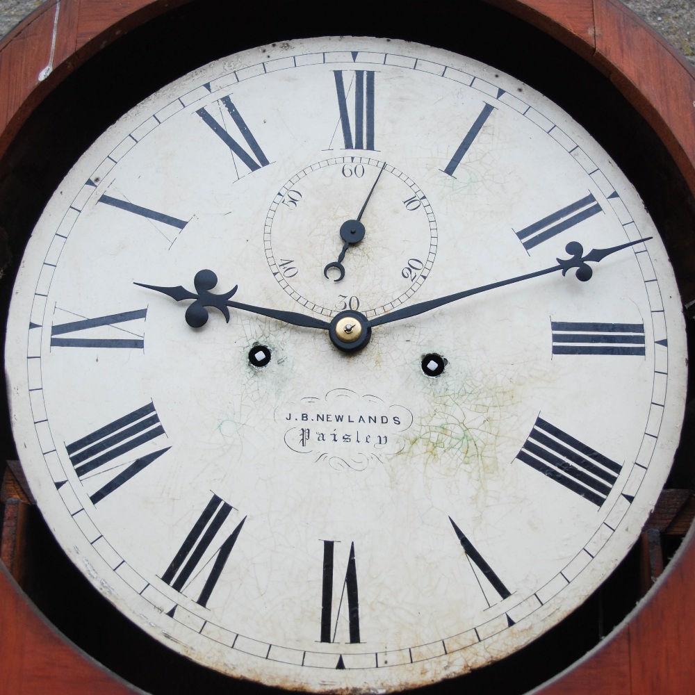 A 19th century mahogany longcase clock, J.B. NEWLANDS, PAISLEY, the circular enamelled dial with - Image 3 of 7
