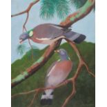 AR Ralston Gudgeon RSW (1910-1984) A pair of wood pigeon oil on board, signed lower right 61.5cm x