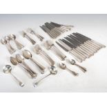 A composite twelve place setting of silver flatware, mainly Exeter, assorted dates and makers, Old