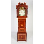 A 19th century mahogany and parquetry inlaid longcase clock, Hugh White, Armadale, the painted