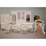 An extensive late 19th/early 20th century white painted Neo Classical style bedroom suite,