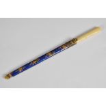 A Chinese Court knife, Qing Dynasty, in gilt metal and blue enamelled scabbard decorated with