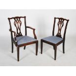 A set of eight 19th century oak Chippendale style dining chairs, made from oak grown on the Chirk