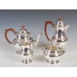A George V four piece silver tea set, Birmingham, 1931, makers mark of FR & Co. Ld., comprising