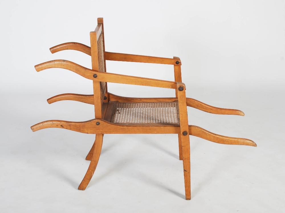 An early 20th century folding bathing chair, with cane work back and seat, the reverse inscribed ' - Image 4 of 6