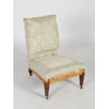 A late 19th/early 20th century mahogany side chair by Howard & Sons, with original H & S ticking and