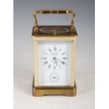 An early 20th century French brass repeating carriage clock with alarm, L'Epee, Sainte Suzanne,