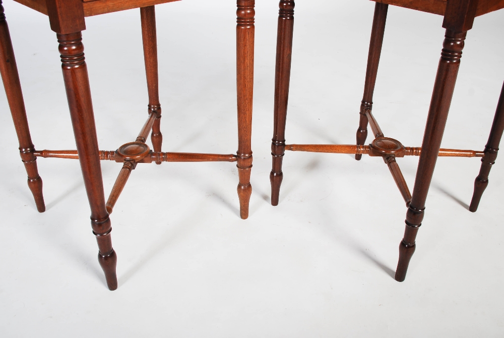 A pair of 19th century mahogany bedside lockers, the square tops with three quarter galleries and - Image 6 of 8