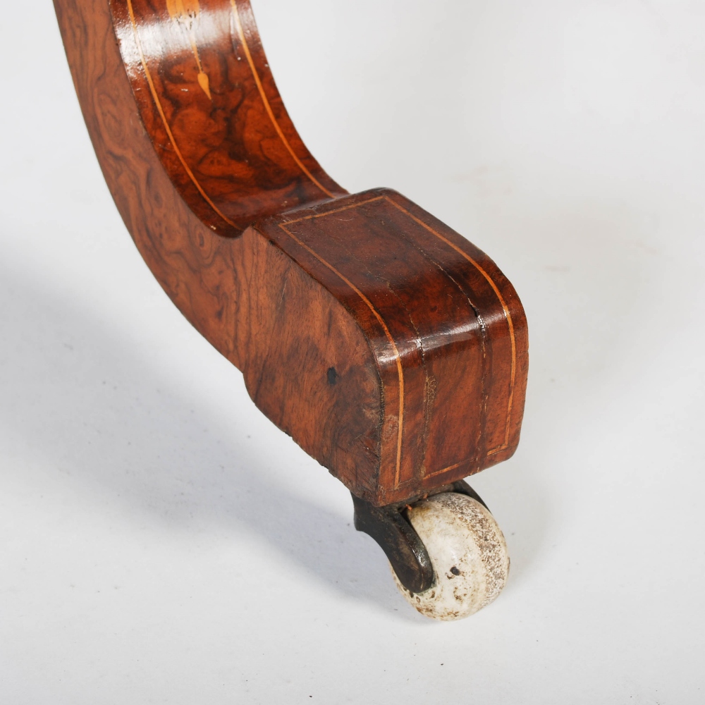 A Victorian walnut and marquetry inlaid card table, the hinged rectangular top with a moulded edge - Image 3 of 9