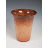 A Monart vase, shape PG, mottled black and pale pink with gold inclusions, 22cm high.