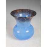 An Ysart glass thistle shaped vase, mottled blue with gold inclusions, 15cm high.