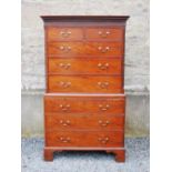 A George III mahogany chest on chest, the moulded cornice with Greek Key detail above a blind fret