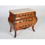 A late 19th century French Louis XV style kingwood, marquetry and gilt metal mounted commode, the