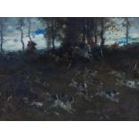 James Watterston Herald (1859-1914) The Hunt, Full Cry oil on canvas, signed and dated '93 lower