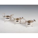 A pair of George V silver sauce boats, Birmingham, 1932, makers mark of Adie Brothers, raised on