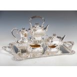 An impressive Edwardian six piece silver tea and coffee set, Sheffield, 1902, makers mark of J.D&S