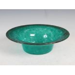 A Monart bowl, shape UB, mottled black and green with gold inclusions, 25.5cm diameter.