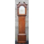 A George III oak longcase clock, A. Buchan, Bridge-end, PERTH, the silvered dial with Arabic and