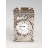 A Victorian silver cased desk clock, London, 1898, makers mark of W.C for William Comyns, the