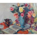 AR Lena M. Alexander (1899-1983) Still life and roses oil on board, signed lower left and