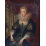 18th/ 19th century British School Three quarter length portrait of an Elizabethan Lady oil on canvas