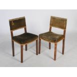 W. Hands & Sons, A pair of limed oak George VI Coronation chairs, 1937, with blue velvet upholstered