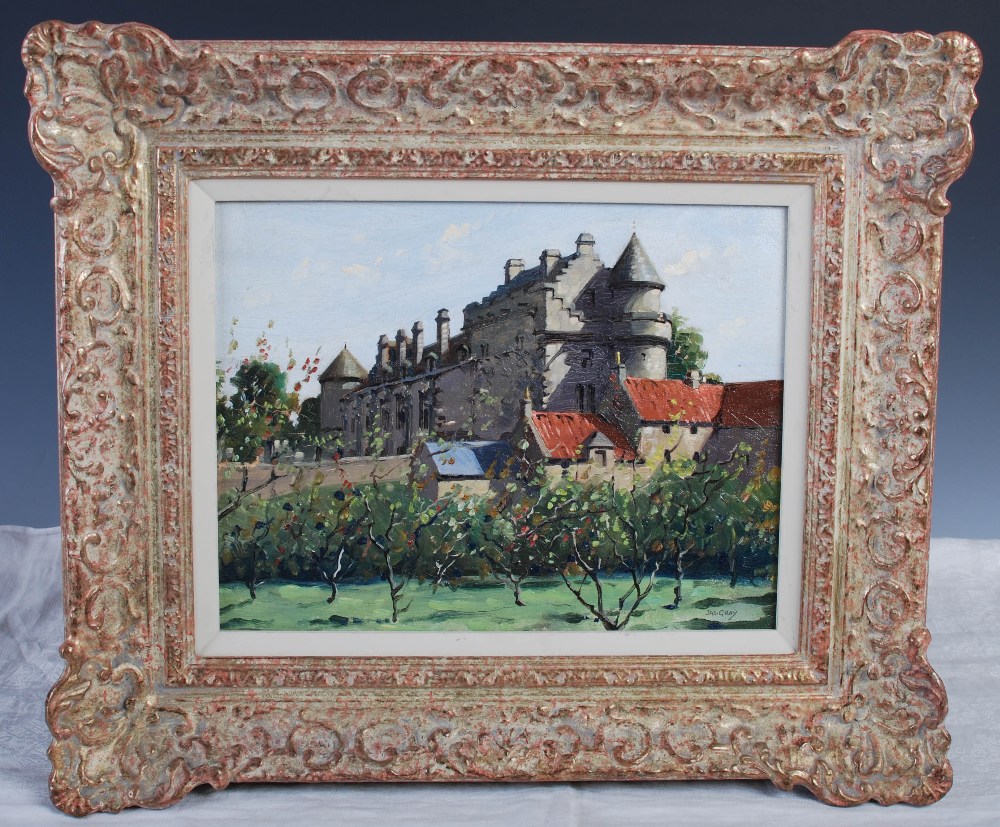AR John A. S. Gray RSW (1877-1957) Falkland Palace oil on board, signed lower right 24cm x 31.5cm - Image 2 of 5