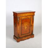 A Victorian walnut, marquetry and gilt metal mounted pier cabinet, the rectangular top above a