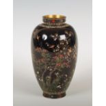 A fine late 19th century Japanese Cloisonne vase by Hayashi Kodenji, the tapered oviform body worked