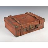 A late 19th century oak, leather and brass bound cartridge case, C. PLAYFAIR & CO., ABERDEEN, the