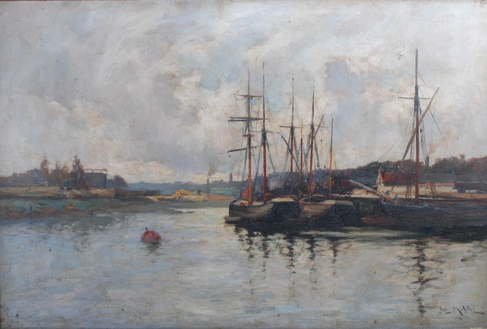 Joseph Milne (1857-1911) Harbour scene oil on canvas, signed lower right 49.5cm x 75cm