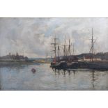 Joseph Milne (1857-1911) Harbour scene oil on canvas, signed lower right 49.5cm x 75cm