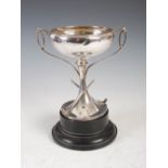 A George V silver presentation 'Royal Hongkong Golf Club' twin handled trophy cup, Birmingham, 1917,
