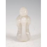 A Chinese jade figure group of boy and swan, with incised details, 6.5cm high.