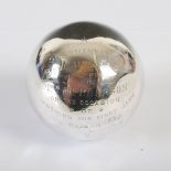 A George V silver presentation bowling jack, Glasgow, 1931, makers mark G & J M, inscribed '