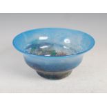 A Monart bowl, shape BF, with blue, purple and green veined decoration, 22cm diameter x 10cm high.