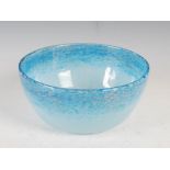 A Monart bowl, shape UD, mottled blue with gold inclusions, bearing original paper label UD, VI,