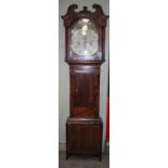 A 19th century mahogany and parquetry inlaid longcase clock, the enamelled dial with subsidiary